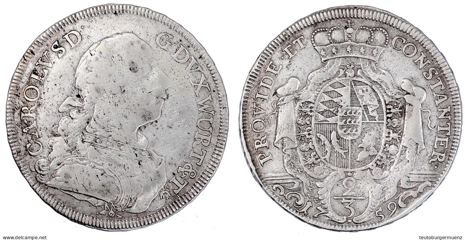 2/3 Reichstaler 1759. Schön/sehr Schön, Sehr Selten Nur In Diesem Jahr Ausgeführte Prägung Für Auslandszahlungen Während - Pièces De Monnaie D'or