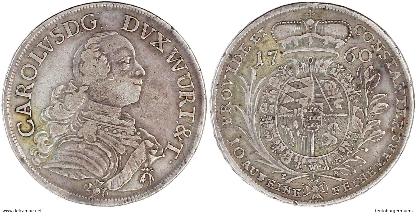 Konventionstaler 1760 PR, Stuttgart. 27,79 G. Fast Sehr Schön. Klein/Raff 361. Davenport. 2861. - Pièces De Monnaie D'or