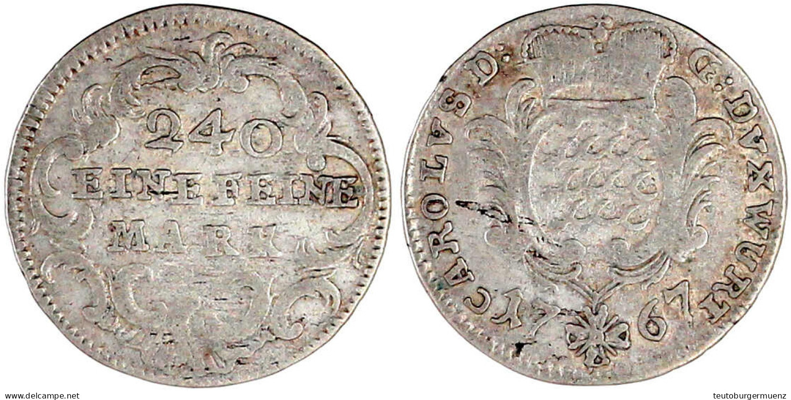 6 Kreuzer 1767, Stuttgart. Sehr Schön. Klein/Raff 405. - Pièces De Monnaie D'or