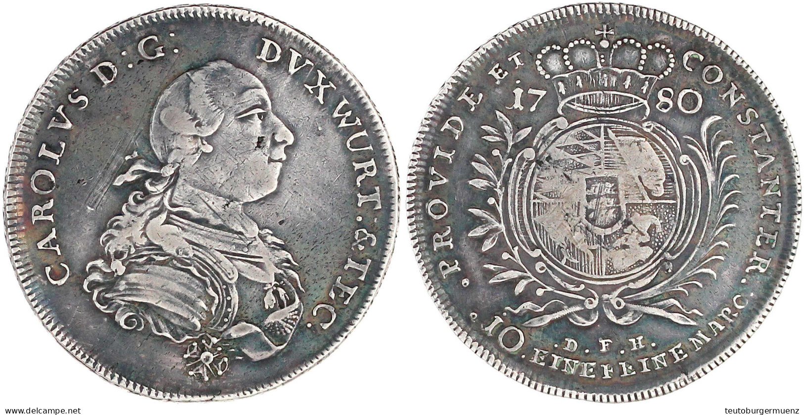 Konventionstaler 1780 DFH, Stuttgart. 27,72 G. Sehr Schön, Kratzer. Klein/Raff 375. Davenport. 2869. - Pièces De Monnaie D'or