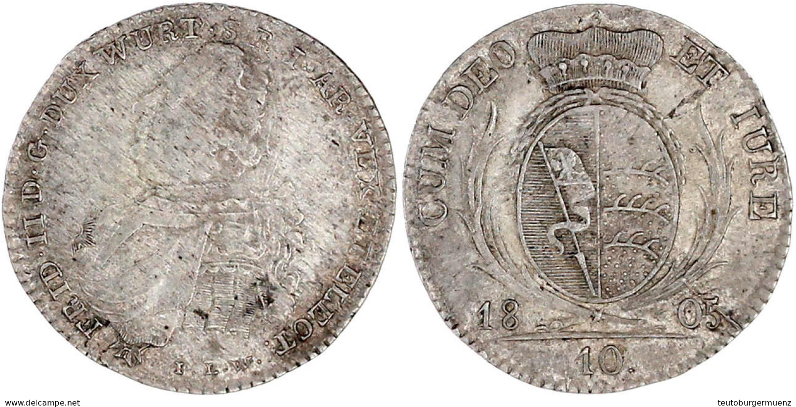 10 Kreuzer 1805. Vorzüglich, Kl. Stempelfehler Und Schrötlingsfehler, Selten. AKS 21. - Pièces De Monnaie D'or