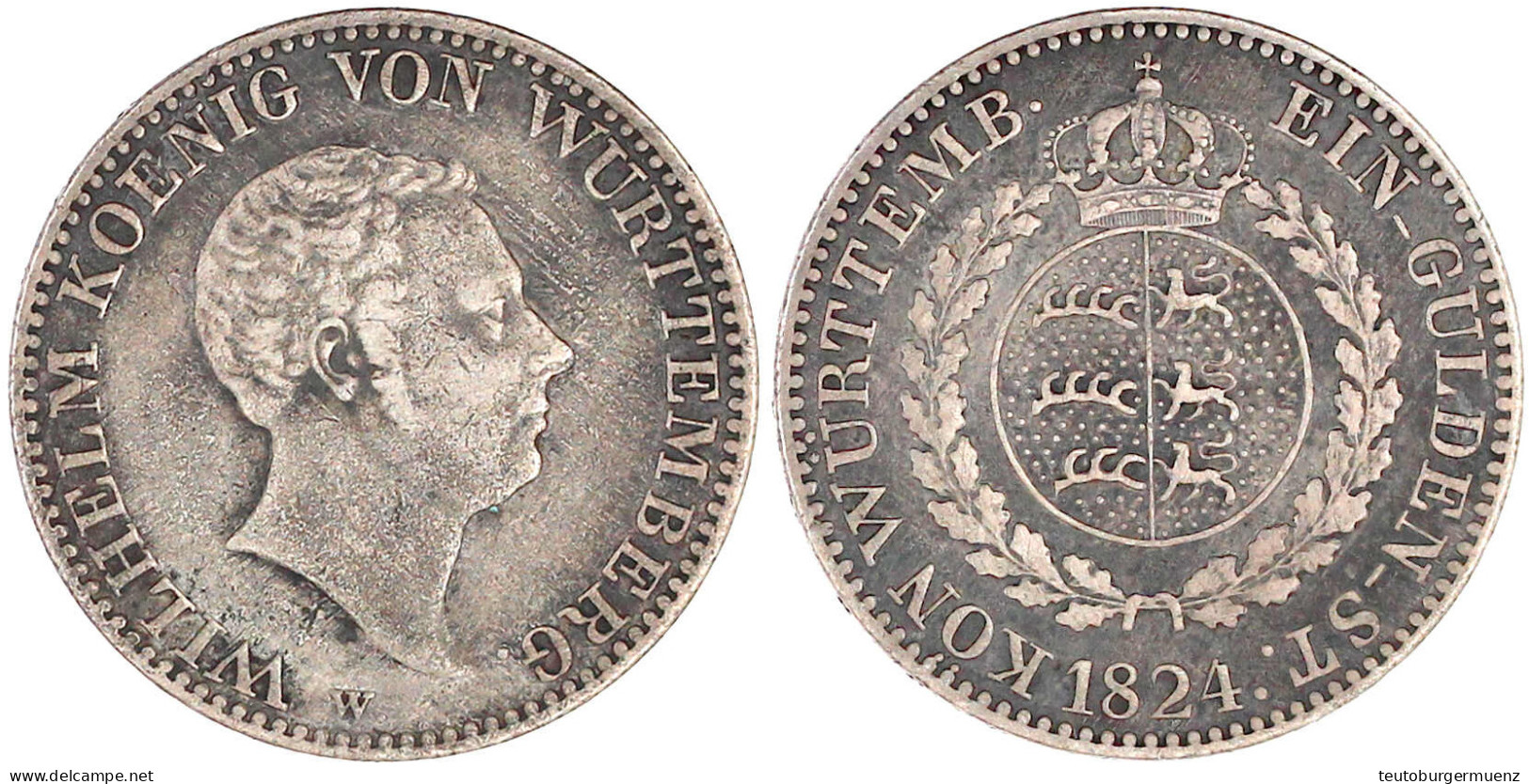 Gulden 1824 W. Fast Sehr Schön. Jaeger 48. AKS 79. - Pièces De Monnaie D'or