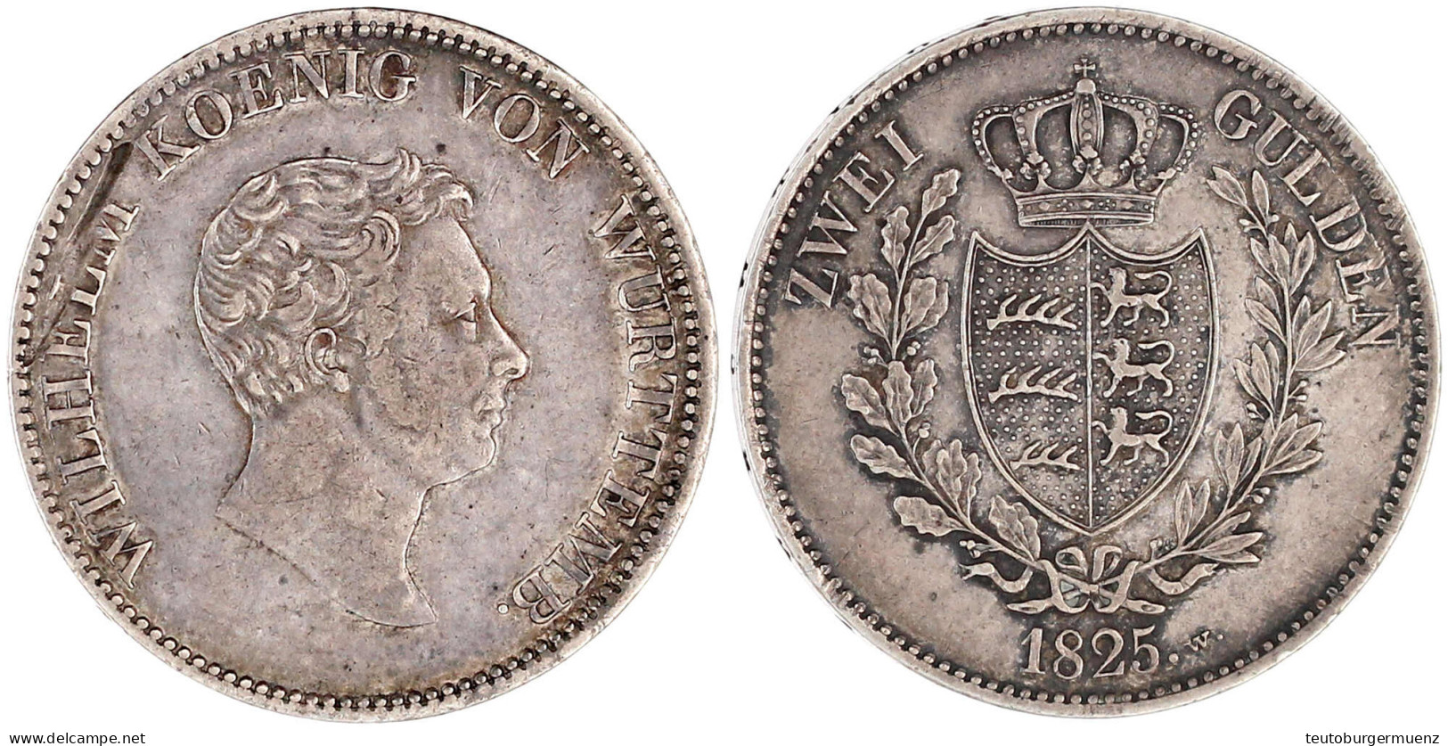 Doppelgulden 1825 W. Sehr Schön, Schrötlingsfehler. Jaeger 54. Thun 432. AKS 75. - Pièces De Monnaie D'or