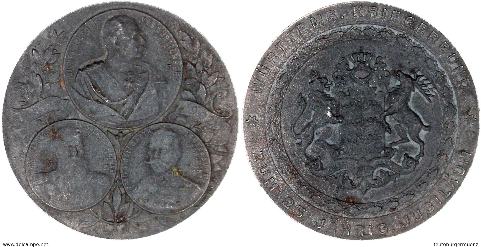 Eisengussmedaille 1902 Von Mayer &amp; Wilhelm. Zum 25j. Jub. Des Württ. Kriegerbundes. 57 Mm. Vorzüglich. Ebner 67. - Pièces De Monnaie D'or