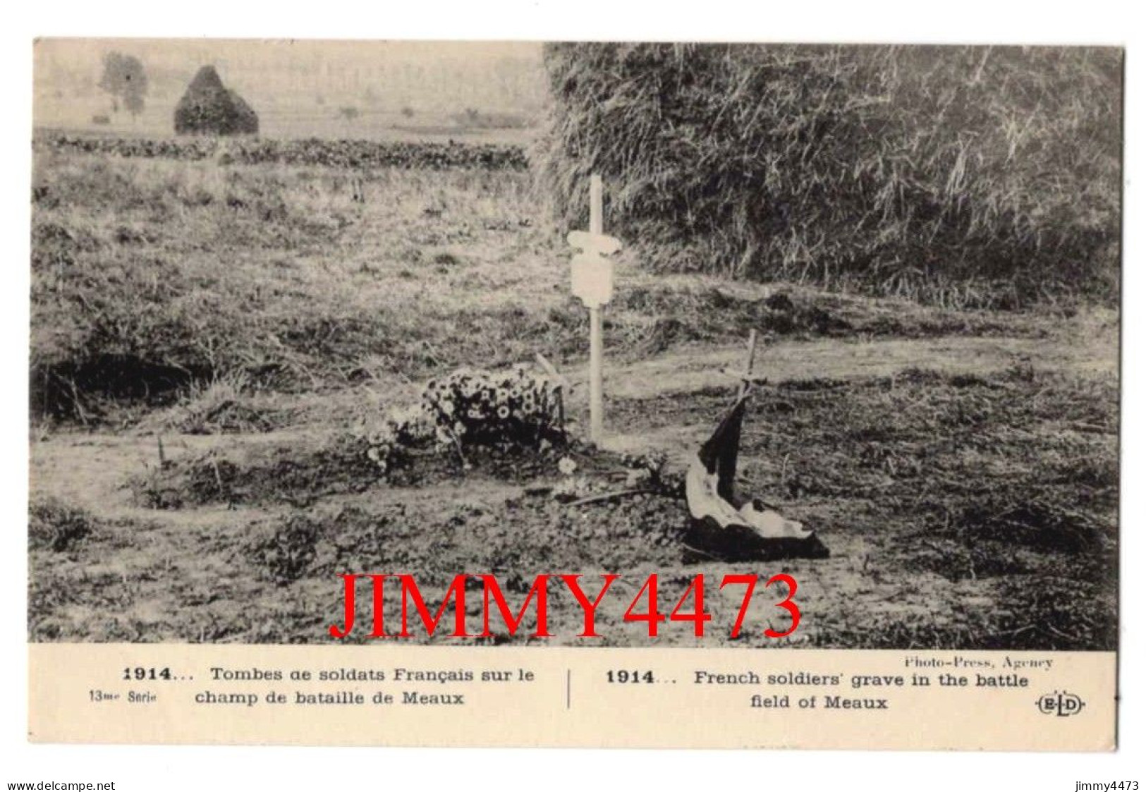 CPA - 1914 - Tombes De Soldats Français Sur Le Champ De Bataille De Meaux - Edit. E. L. D. - War Cemeteries