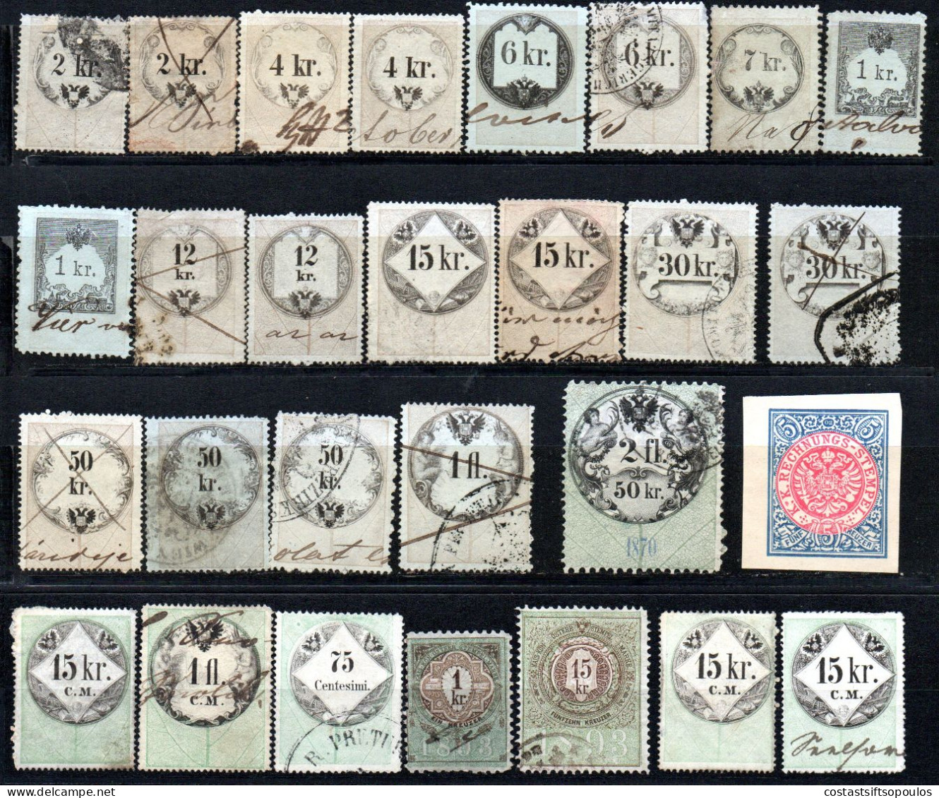 2676. AUSTRIA. 28 OLD REVENUE STAMPS LOT, FEW FAULTS - Revenue Stamps