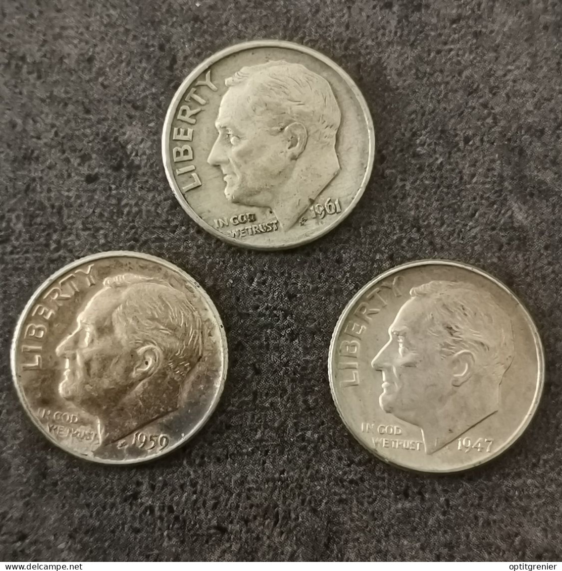 LOT 3 * MONNAIES ARGENT USA 1 ROOSEVELT DIME 1947 1959 1961 D (réf Lot N°30) / SILVER - 1946-...: Roosevelt