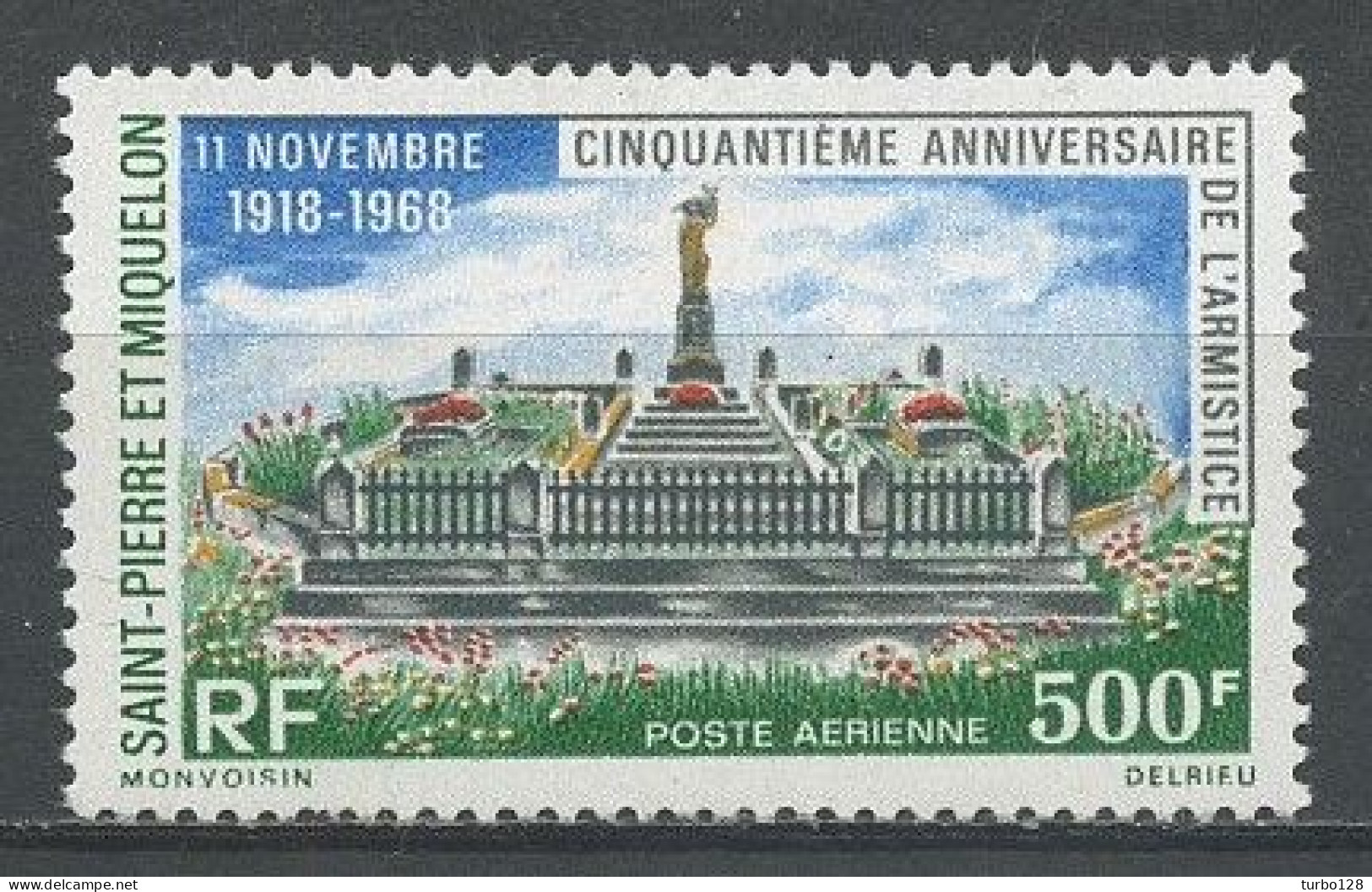 SPM MIQUELON 1968 PA N° 42 ** Neuf MNH  TTB C 30.50 € Armistice Monument Aux Morts - Neufs