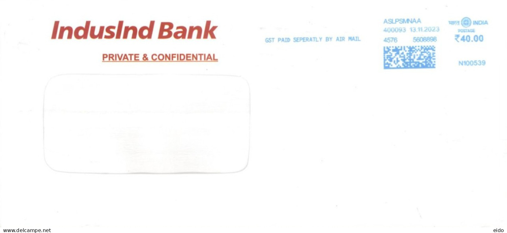 INDIA.  - 2023 - POSTAL FRANKING MACHINE COVER TO DUBAI. - Lettres & Documents