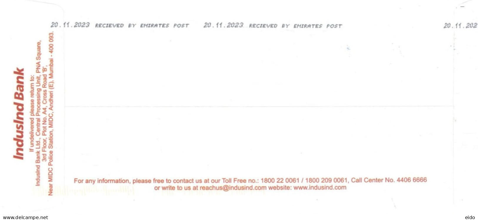 INDIA.  - 2023 - POSTAL FRANKING MACHINE COVER TO DUBAI. - Cartas & Documentos