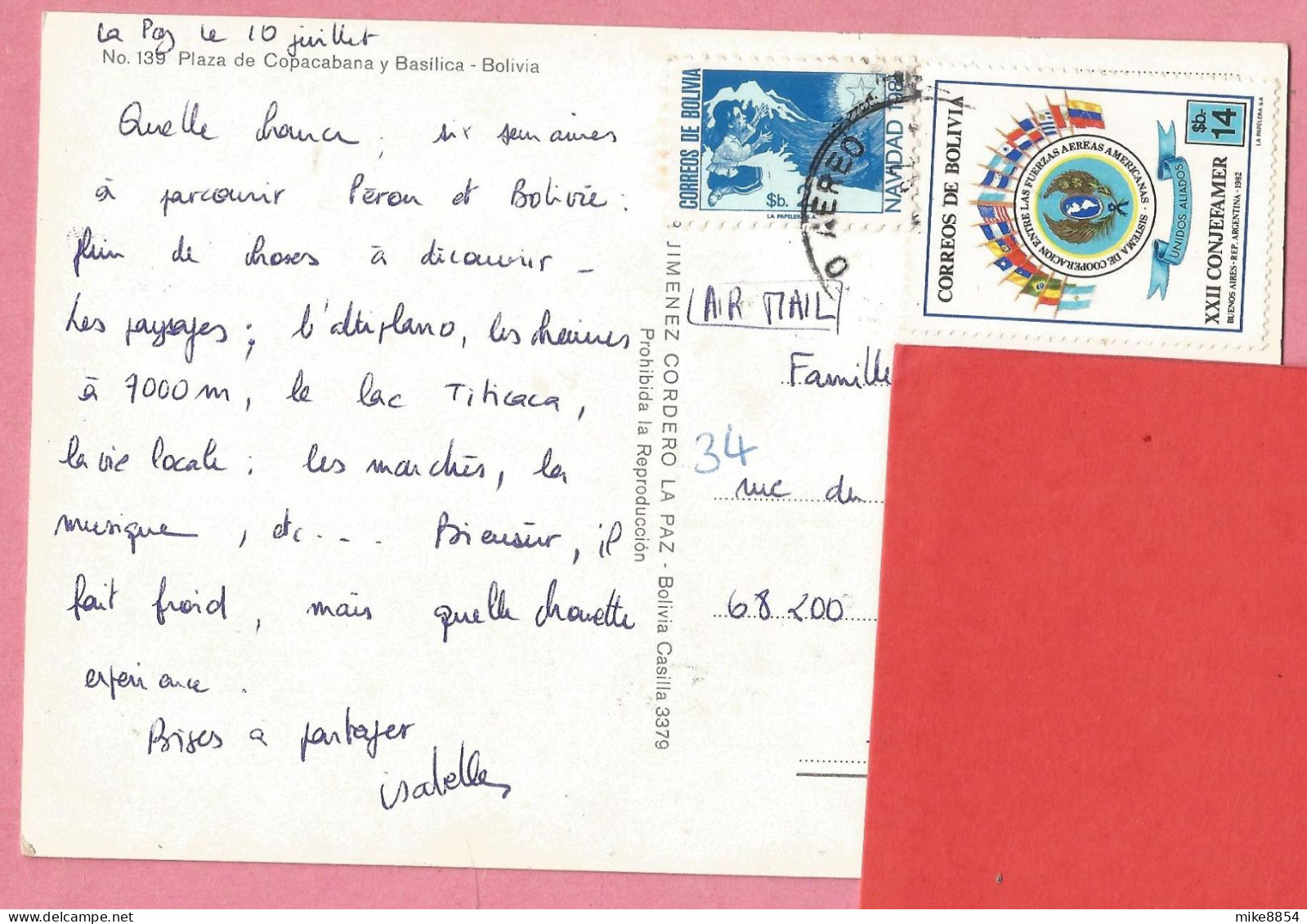 SAS1531  Tarjeta Postal  Plaza De Copacabana Y Basilica  -  Bolivia  +++++ - Bolivië