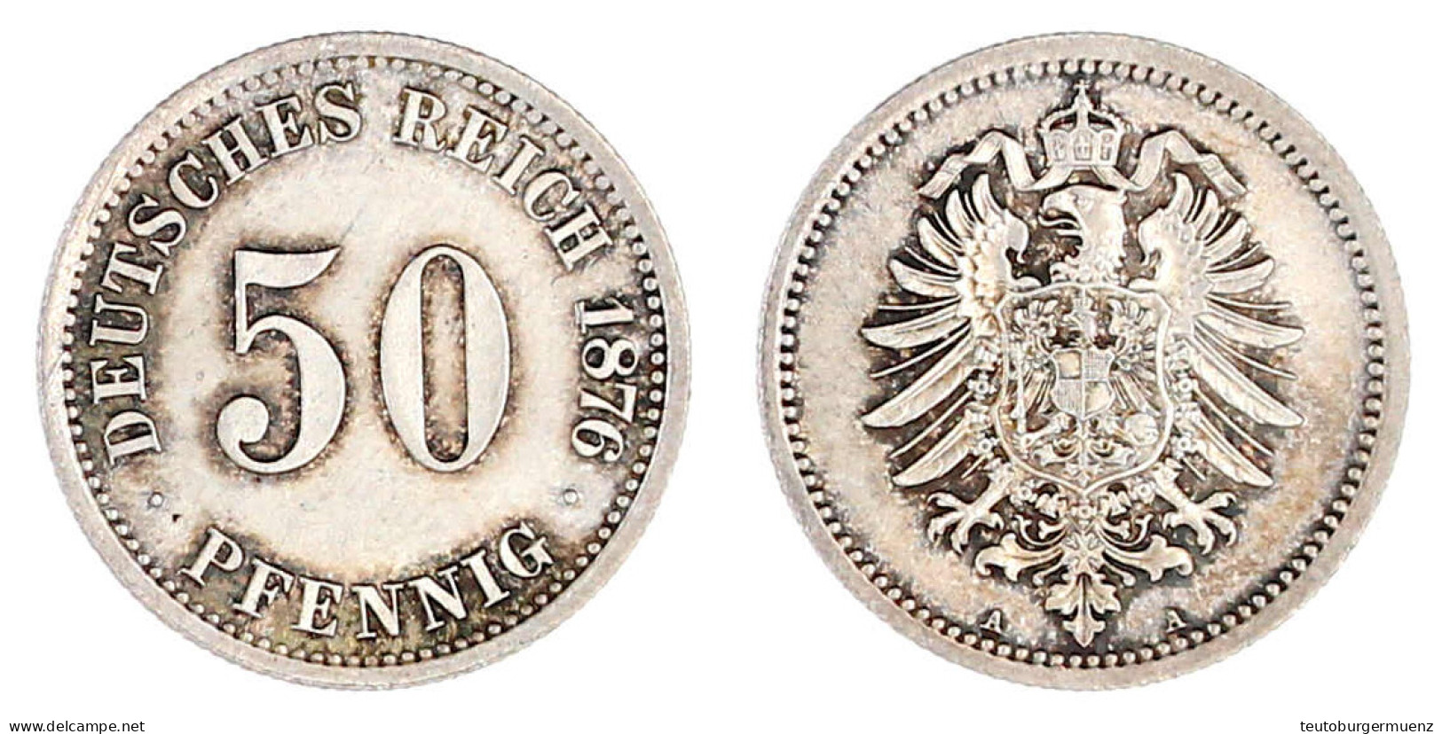 1876 A. Fast Stempelglanz, Prachtexemplar Mit Herrlicher Patina. Jaeger 7. - Sonstige & Ohne Zuordnung