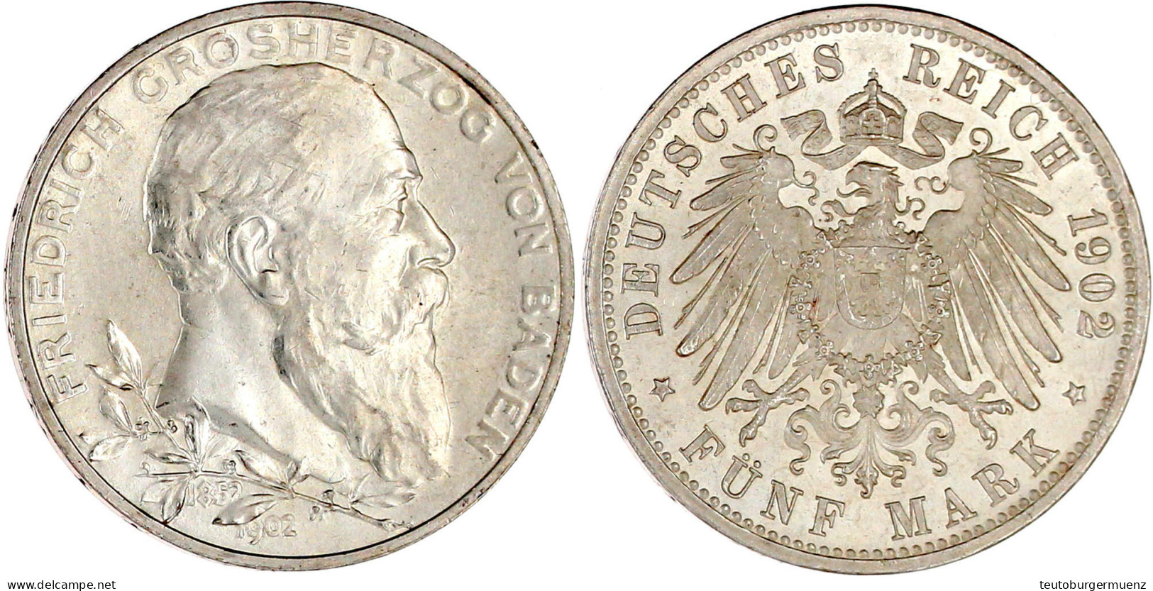 5 Mark 1902. 50 Jähriges Regierungsjubiläum. Prägefrisch/fast Stempelglanz. Jaeger 31. - Other & Unclassified