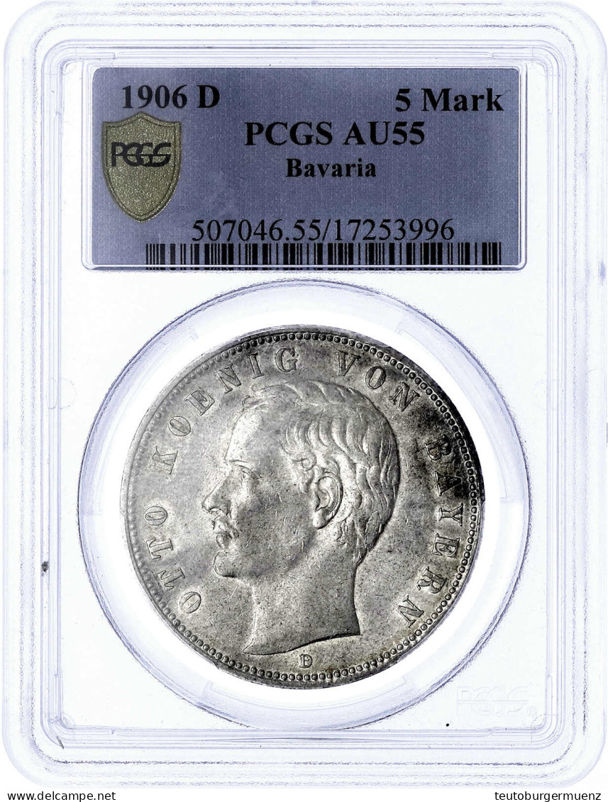 5 Mark 1906 D. Seltener Jahrgang. PCGS Grading AU55. Jaeger 46. - Andere & Zonder Classificatie