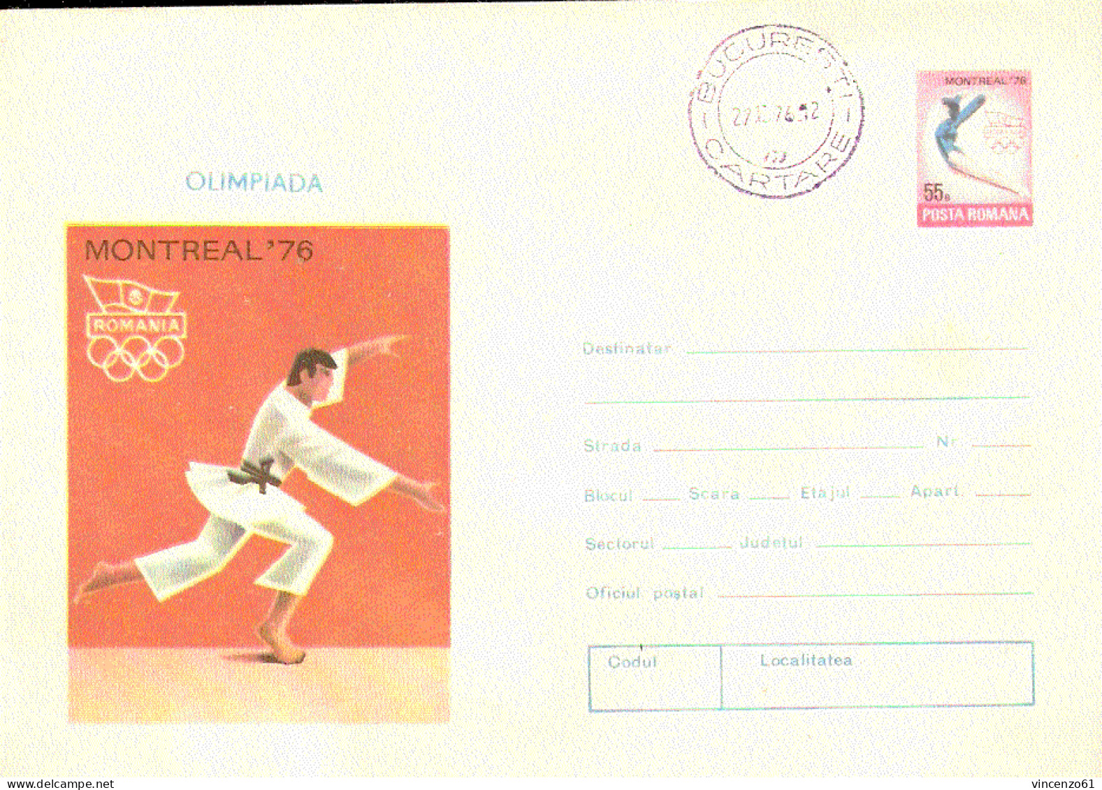 INTERO POSTALE POSTA ROMANA OLIMPIADE MONTREAL 1976 JUDO - Judo