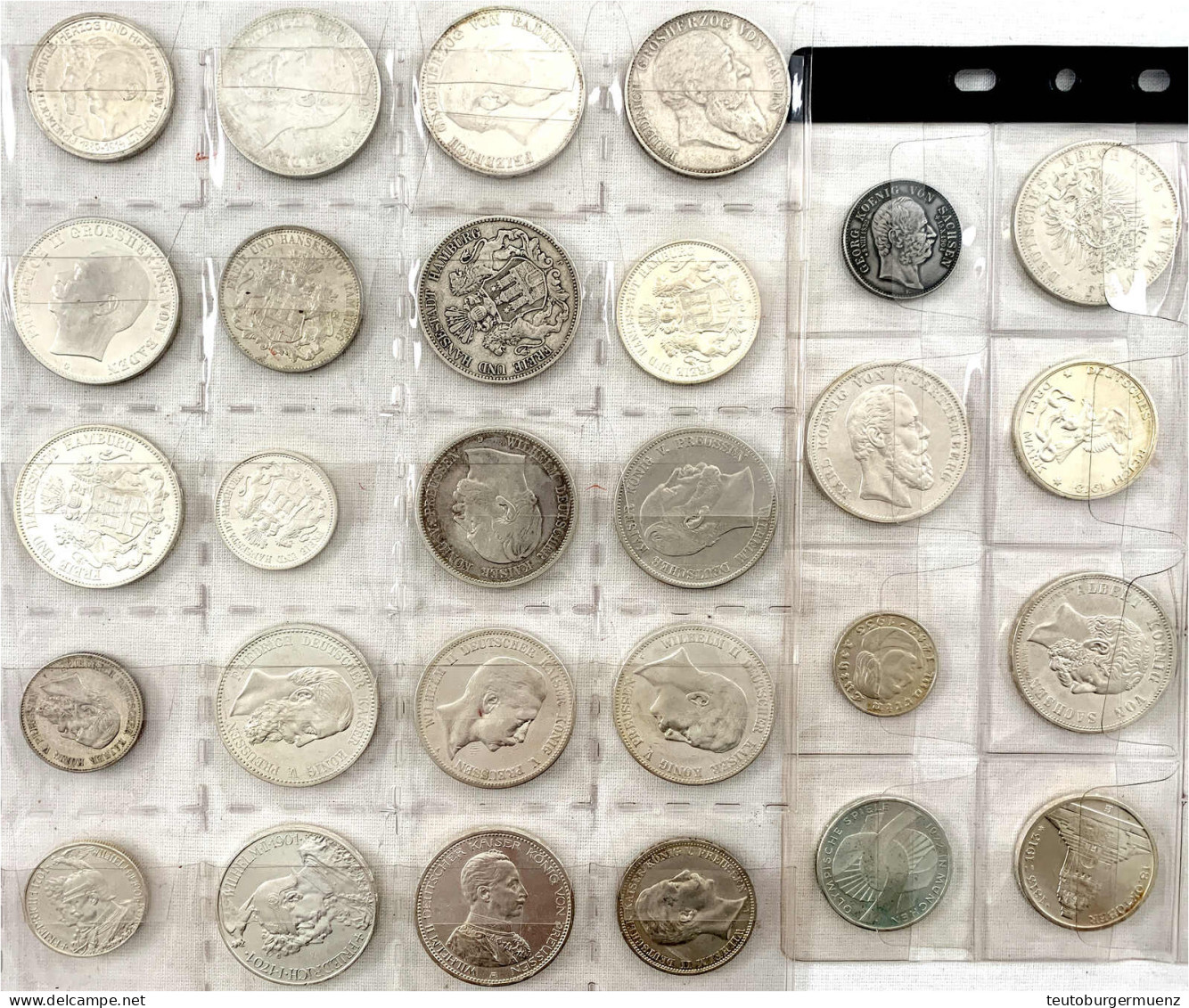 28 Silbermünzen: 26 Reichssilbermünzen Von Anhalt Bis Württemberg Zu 2, 3 Und 5 Mark Ab 1874. Dabei Bessere Wie J. 24, 2 - Andere & Zonder Classificatie