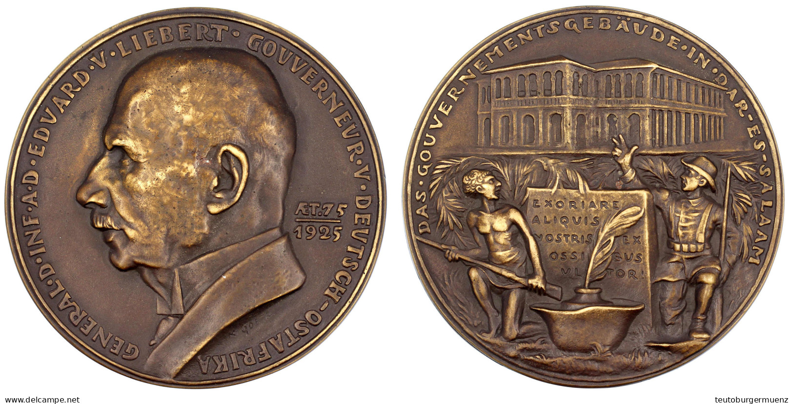 Große Bronzemedaille 1925, Auf Eduard Von Liebert, General Der Infanterie Und Gouverneur Von Deutsch-Ostafrika. 10,50 Mm - Deutsch-Ostafrika