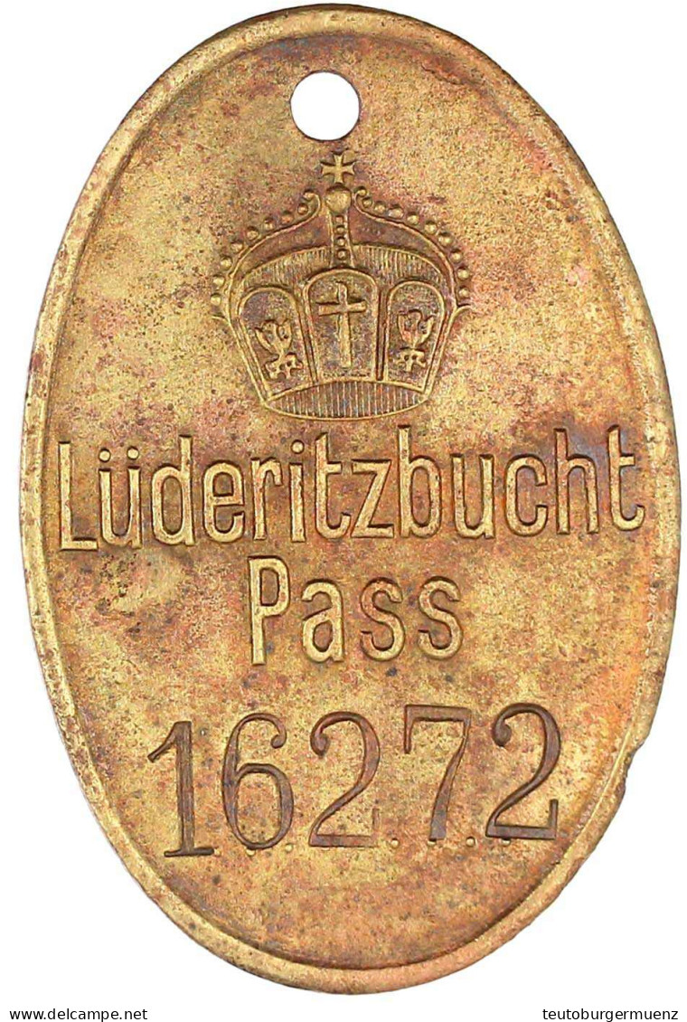 Eingeborenen-Passmarke Lüderitzbucht. Messing, Oval 53 X 35 Mm. Eingeschlagene Nummer 16272. Sehr Schön/vorzüglich, Min. - Other & Unclassified