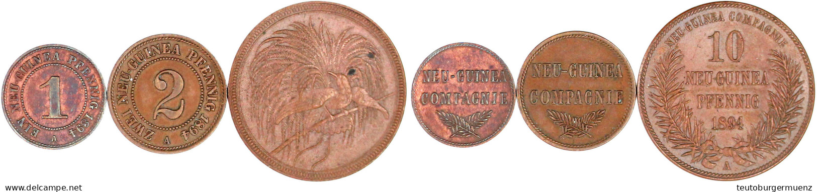 3 Stück: 1, 2 Und 10 Neu-Guinea Pfennig 1894 A. Im Durschnitt Vorzüglich. Jaeger 701,702,703. - Deutsch-Neuguinea