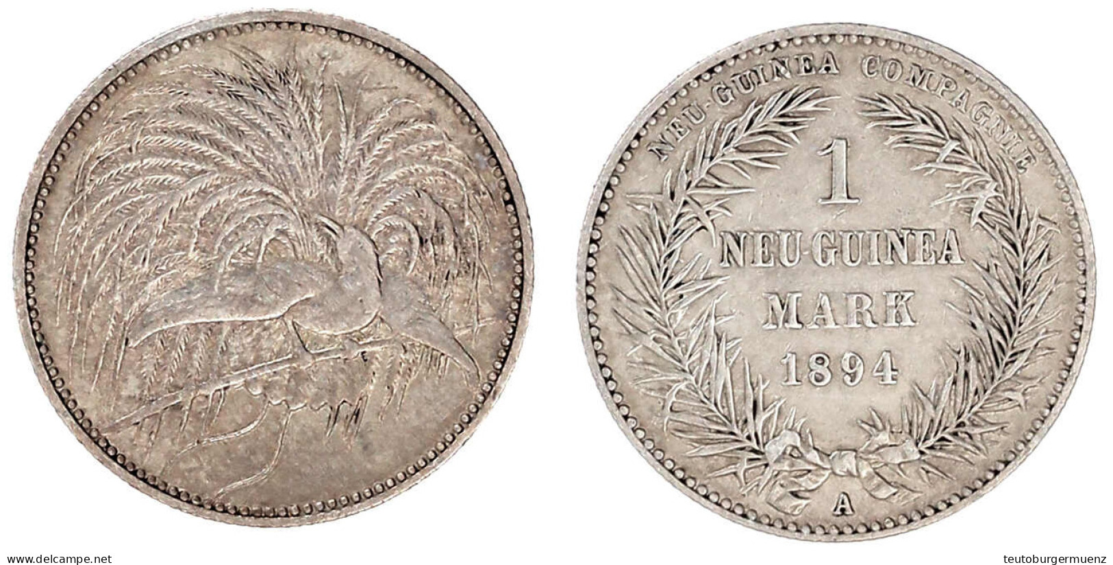 1 Neuguinea-Mark 1894 A, Paradiesvogel. Sehr Schön/vorzüglich. Jaeger 705. - Duits Nieuw-Guinea