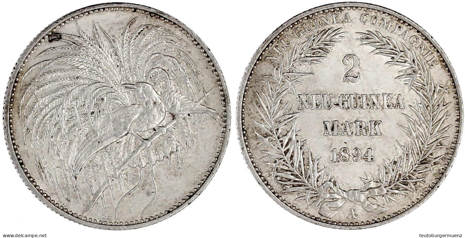 2 Neuguinea-Mark 1894 A, Paradiesvogel. Vorzüglich/Stempelglanz. Jaeger 706. - Duits Nieuw-Guinea