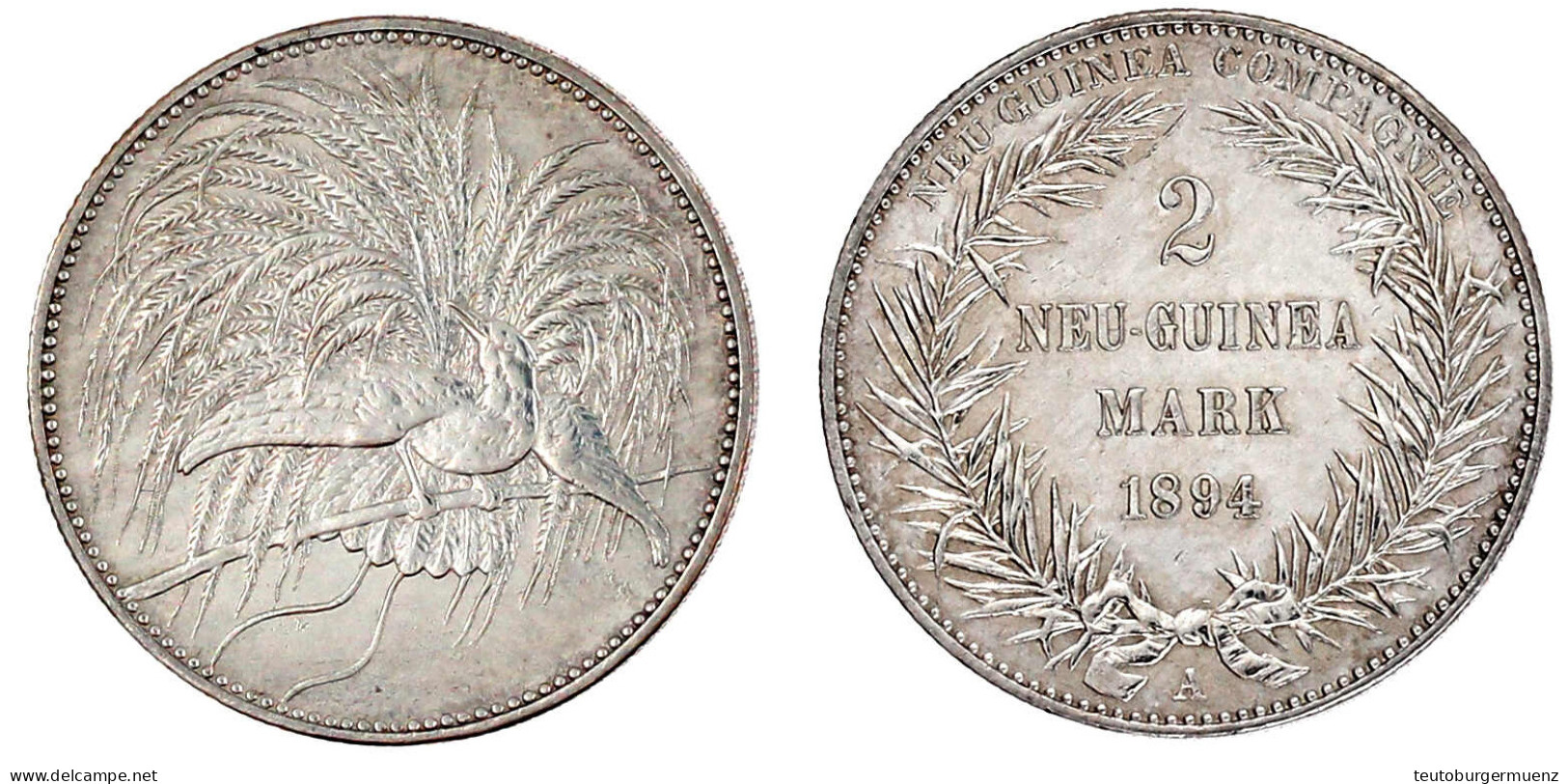 2 Neuguinea-Mark 1894 A, Paradiesvogel. Gutes Vorzüglich, Etwas Berieben. Jaeger 706. - Nouvelle Guinée Allemande