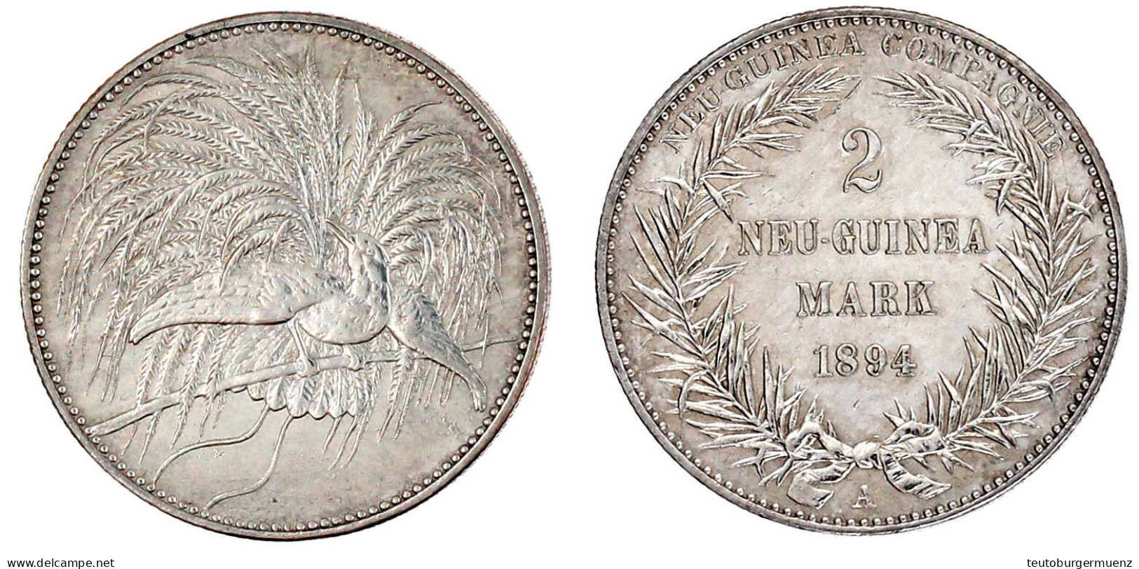 2 Neuguinea-Mark 1894 A, Paradiesvogel. Gutes Vorzüglich, Etwas Berieben. Jaeger 706. - Nueva Guinea Alemana