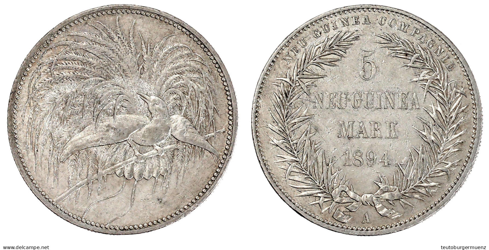 5 Neuguinea-Mark 1894 A, Paradiesvogel. Gutes Sehr Schön. Jaeger 707. - Duits Nieuw-Guinea