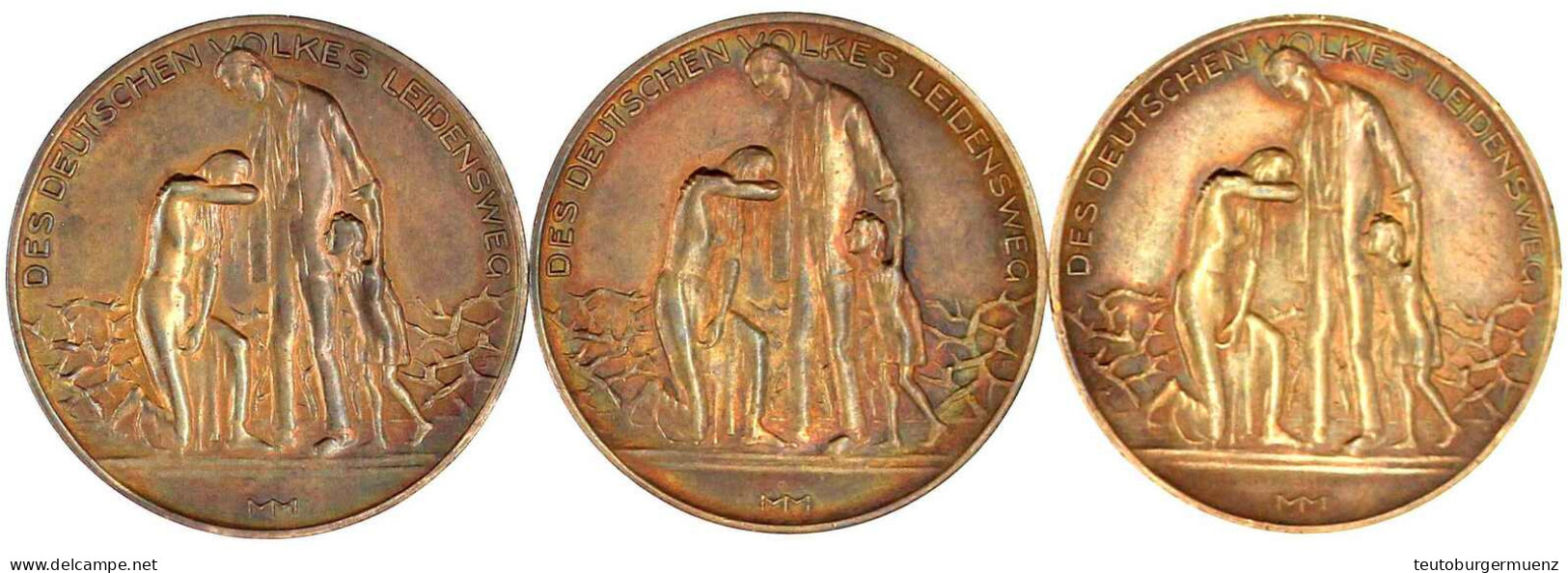 Bronzemünzen Zu 2, 3 U. 5 Mark 1924. PRIV. BÜRGER-SCHÜTZEN-GESELLSCH. Rs. Trauernde Familie, "DES DEUTSCHEN VOLKES LEIDE - Andere & Zonder Classificatie