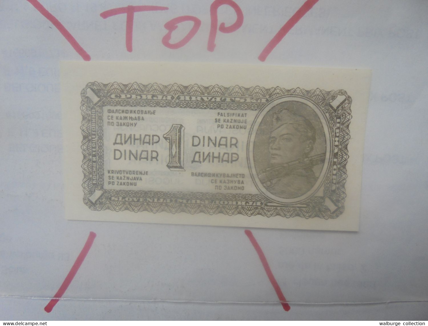 YOUGOSLAVIE 1 DINAR 1944 Neuf (B.33) - Yougoslavie