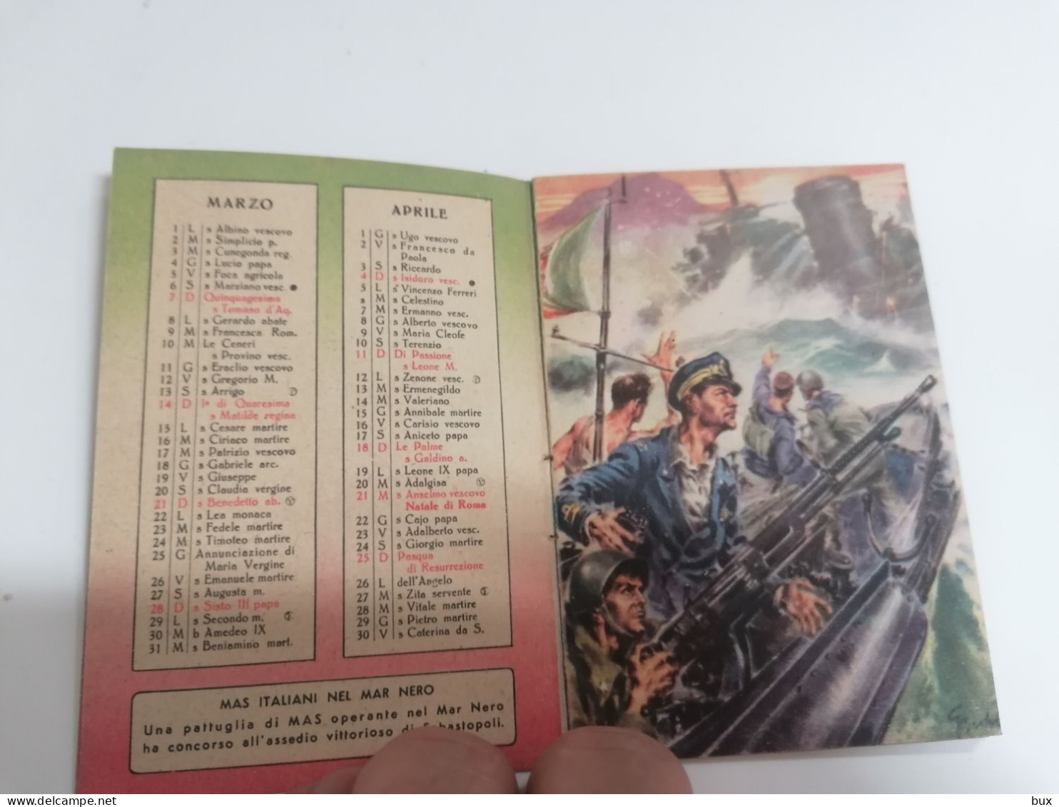 1943 VINCERE CALENDARIETTO MILITARE TASCABILE PERFETTO