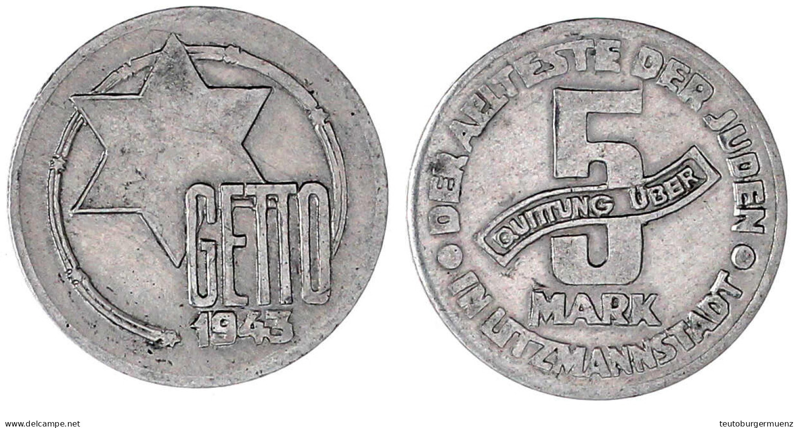 5 Mark Quittung 1943, Aluminium. Mit Kurz-Expertise Franquinet (im Gutachten Wird Die Jaegernr. Fälschlicherweise Mit L3 - Other & Unclassified