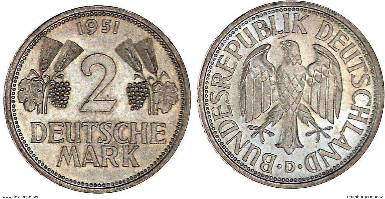 1951 D. Fast Stempelglanz, Prachtexemplar. Jaeger 386. - Sonstige & Ohne Zuordnung