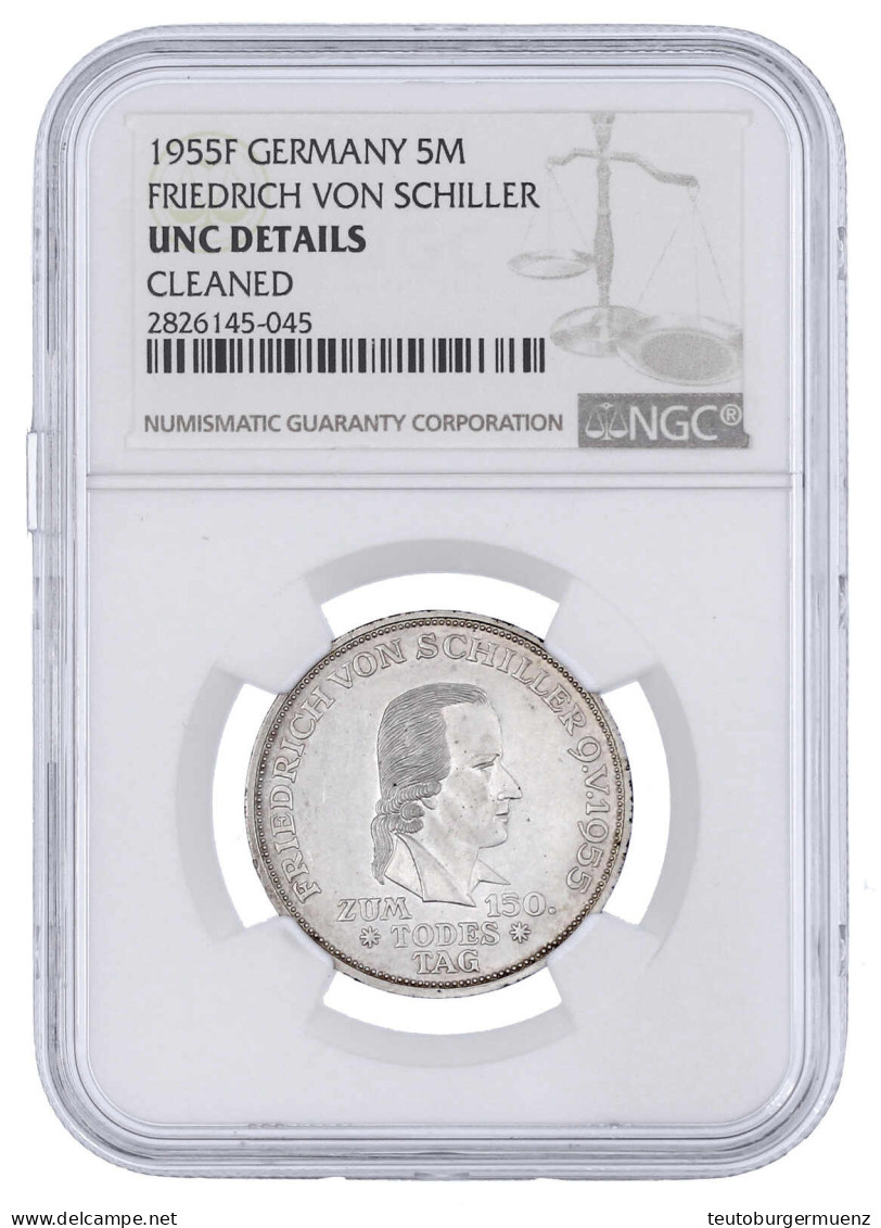 Schiller 1955 F. Im NGC-Blister Mit Grading UNC Details (Cleaned). Gutes Vorzüglich, Leicht Berieben. Jaeger 389. - Andere & Zonder Classificatie