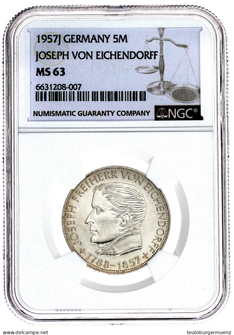 Eichendorff 1957 J. Im NGC-Blister Mit Grading MS 63. Vorzüglich/Stempelglanz. Jaeger 391. - Other & Unclassified