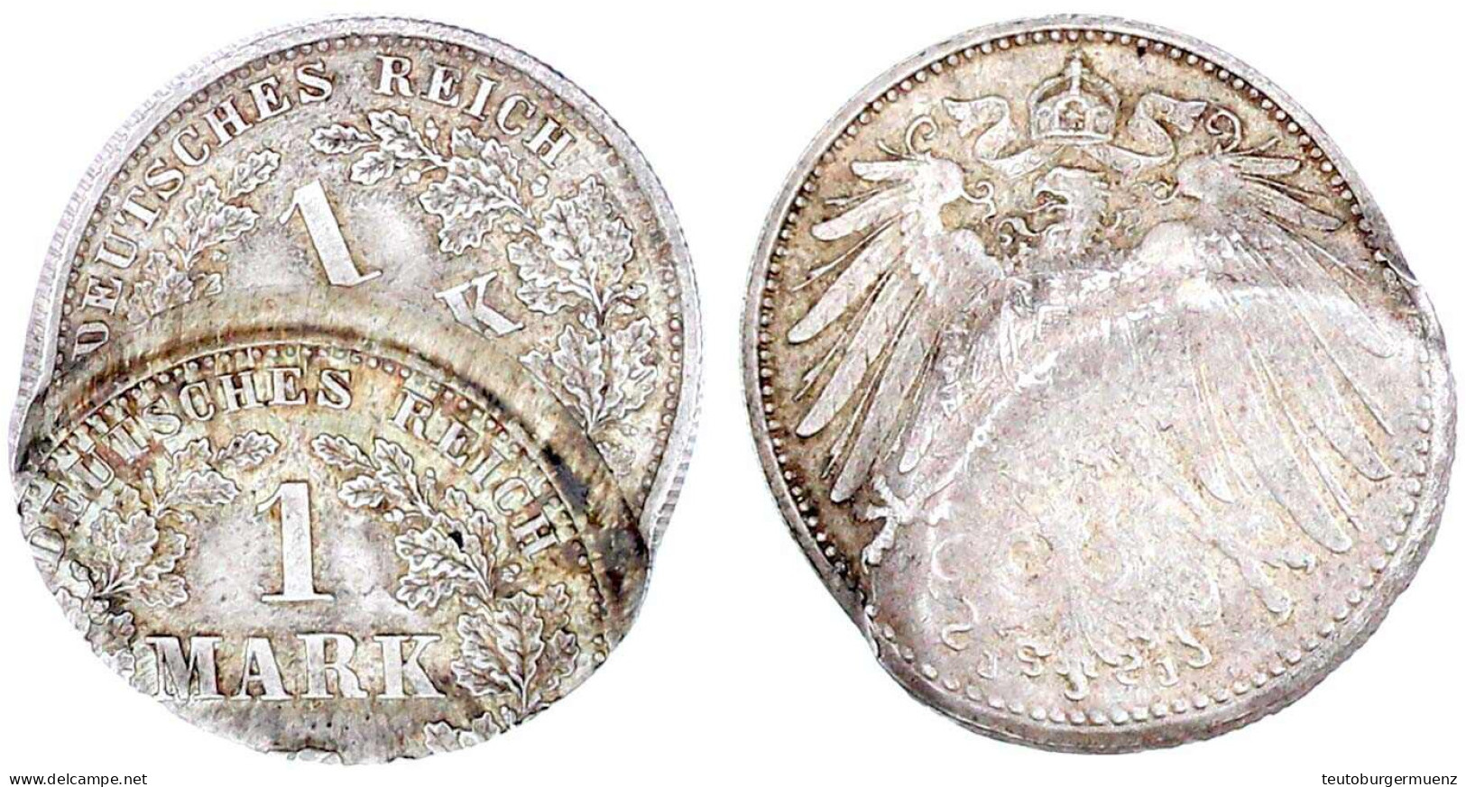 1 Mark Silber. Massive Doppelprägung Auf Einer Ronde, 2 X Je 50 % Dezenrtiert, Dadurch O.J. J, Hamburg. 5,55 G. Vorzügli - Andere & Zonder Classificatie