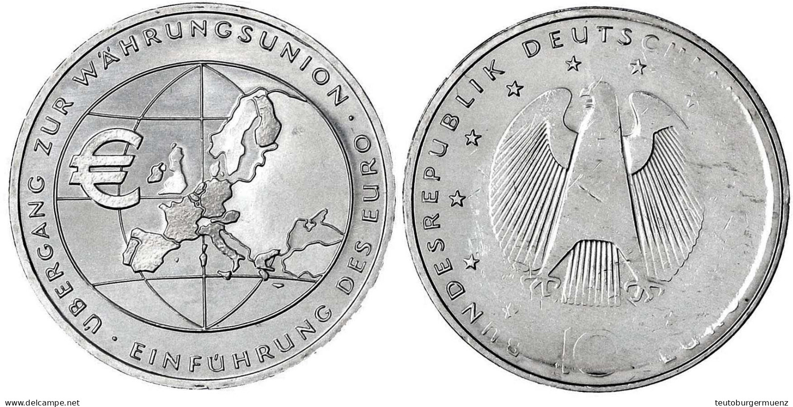 10 Euro 2002 Euroeinführung Mit Markanten Prägeausfällen. Vorzüglich, Kl. Kratzer. Jaeger 490. - Other & Unclassified