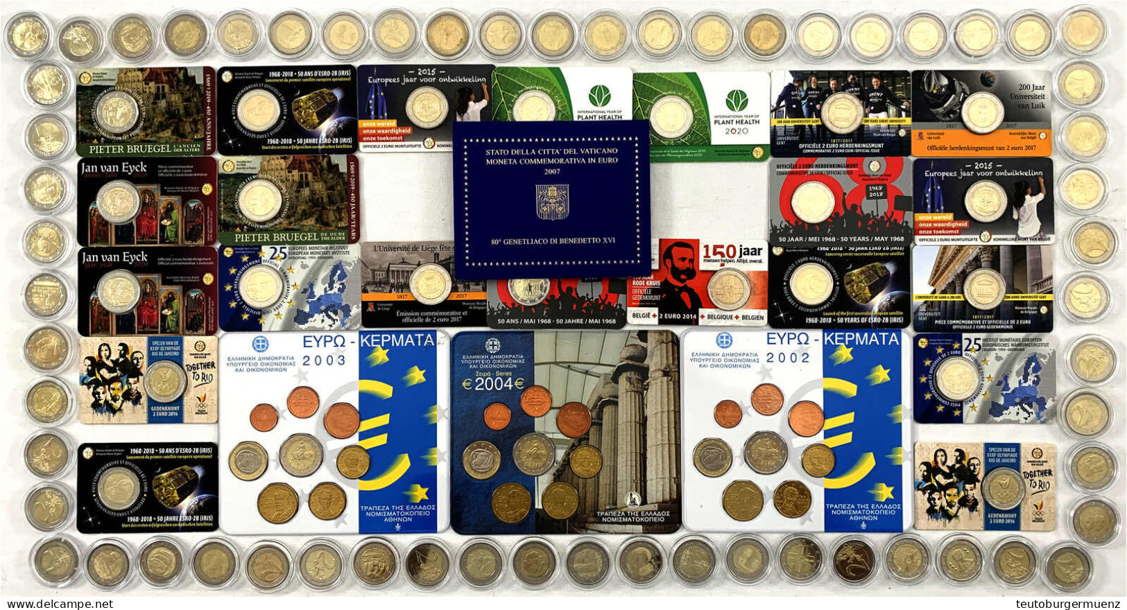 Blechkiste Mit Euromünzen Ab 2002. U.a. 177 X 2 Euro Gedenkmünzen Ab 2004 Lose In Kapseln Und Teils In Coincards: 42 X B - Other - Europe