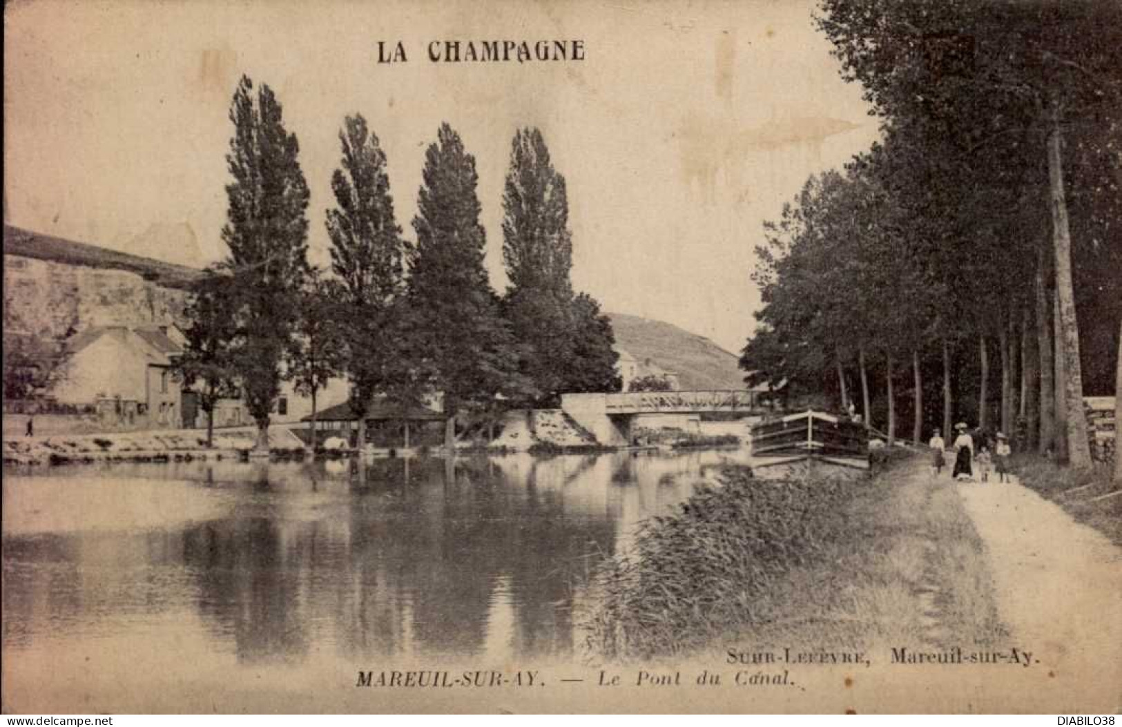 MAREUIL-SUR-AY       ( MARNE )    LE PONT DU CANAL   ( CARTE AVEC ROUSSEUR ) - Mareuil-sur-Ay