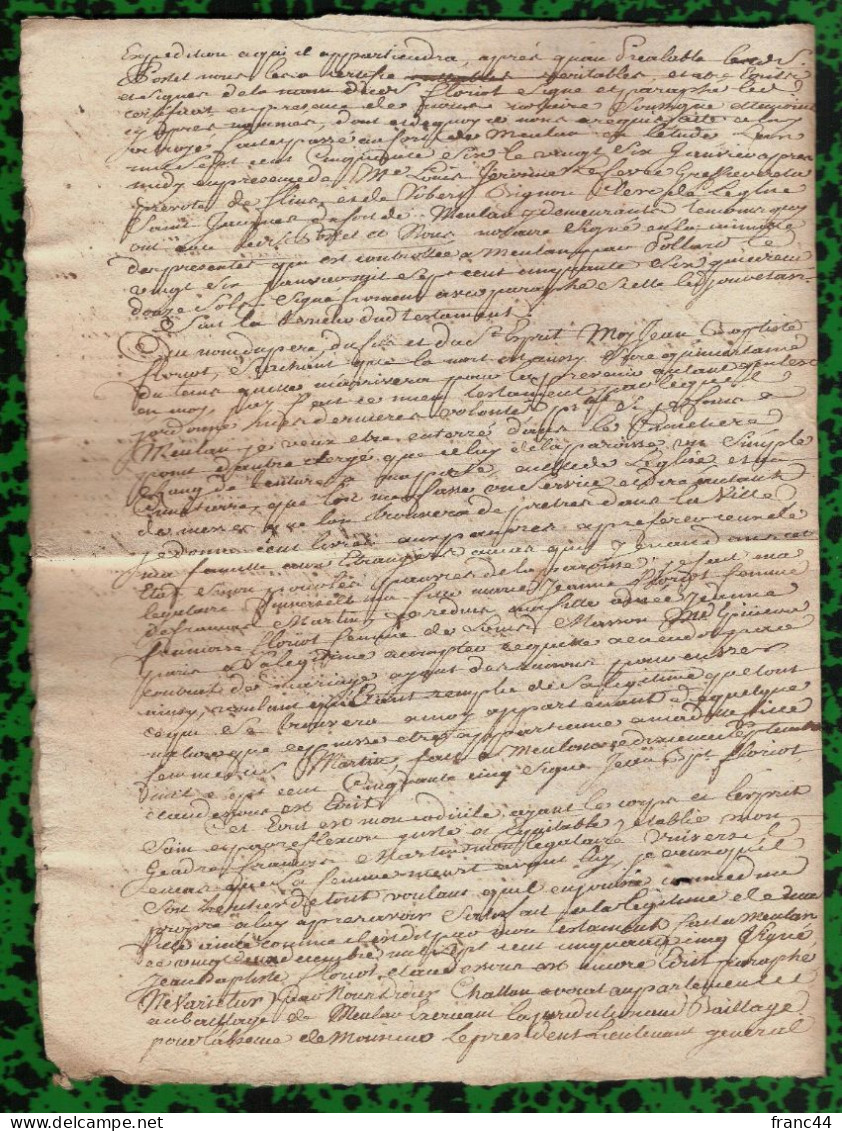 1756 - Testament De Jean-Baptiste Floriot, Bourgeois De Meulan (généralité De Paris) - Personnages Historiques