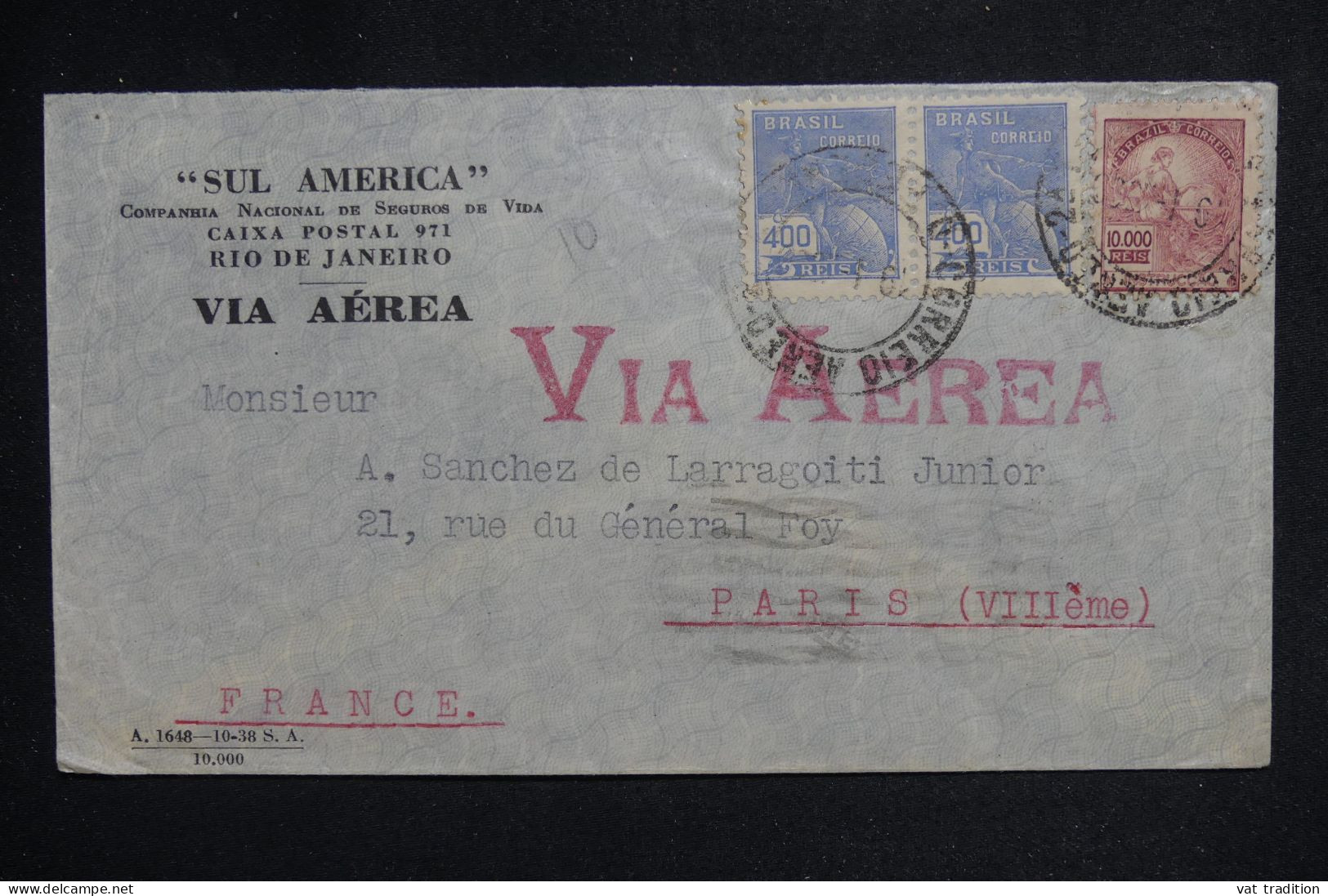 BRESIL - Enveloppe Commerciale De Rio De Janeiro Pour Paris Par Avion En 1939  - L 150514 - Cartas & Documentos