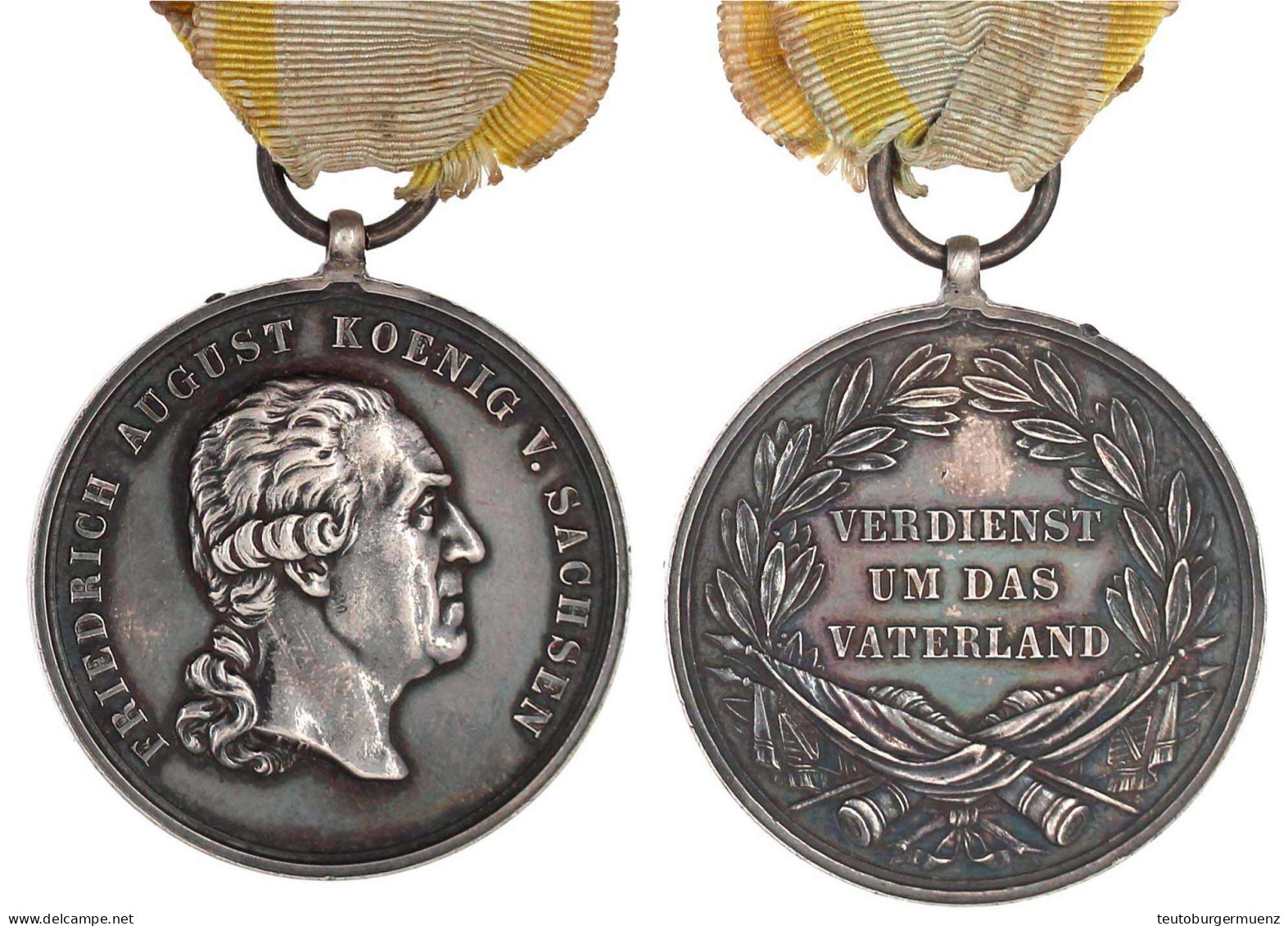 Sachsen: Silberne Verdienstmedaille Des St. Heinrich-Ordens, Mit Stempelsignatur, Am Band. 36 Mm; 20,88 G. Gutes Vorzügl - Andere & Zonder Classificatie