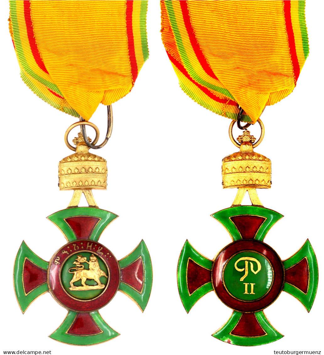Kommandeurskreuz Zum Orden Kaiser Menelik II. (1924) Mit Der Krone Am Halsband. Vorzüglich, Revers Emaillechip. Barac 48 - Non Classés