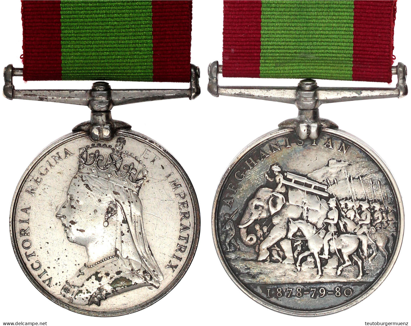 Afghanistan-Medaille 1878-79-80 An Bandspange. Randgravur: 794 PTE S. NOWALL. 1/5 TH FUS RS. Sehr Schön/vorzüglich, Kl.  - Non Classés