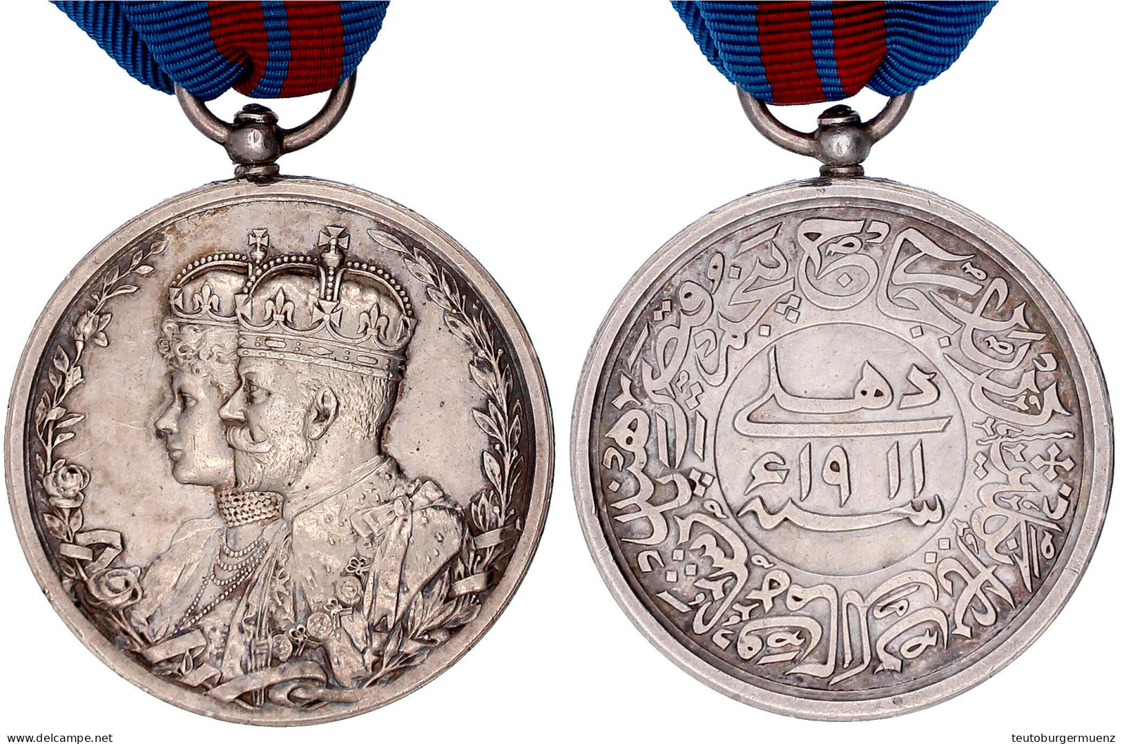 Delhi-Darbar-Medaille In Silber Am Band 1911. George Und Mary. 39 Mm; Gesamtgewicht 40,35 G. Rand: "8. H.C. GHULAM HUSSA - Non Classés