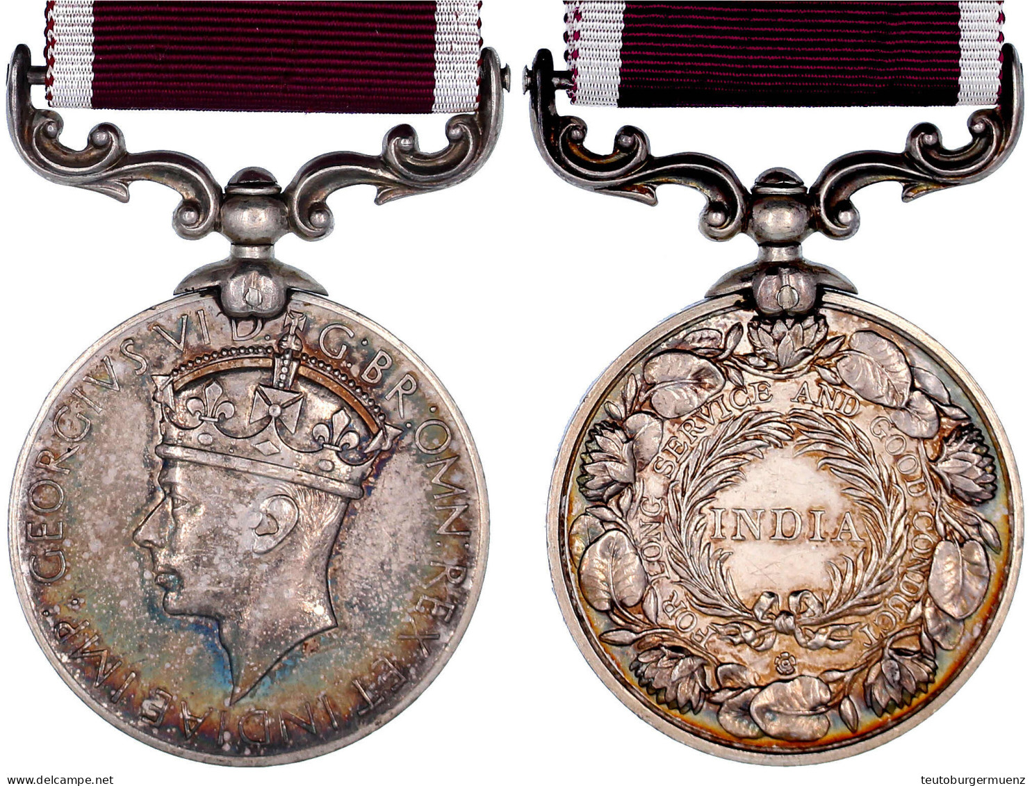 Indian Army Miritorious Service Medal Am Band. Silber. 36 Mm; Gesamtgewicht 38,67 G. Rand: "66 SWPR. TUNDA. 25-8 PUNJAB  - Non Classés