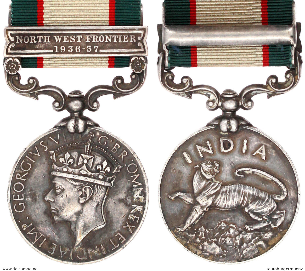 Silberne India General Service Medal Mit Bandspange NORTH WEST FRONTIER 1936-1937. Sehr Schön/vorzüglich, Kl. Kratzer, S - Non Classés