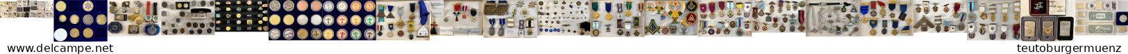 FREIMAURER: Große Sammlung Bijoux, Medaillen, Münzen Mit Logenstempelung, Manschettenknöpfe, Uhren, Schmuckstücke, Brief - Non Classés