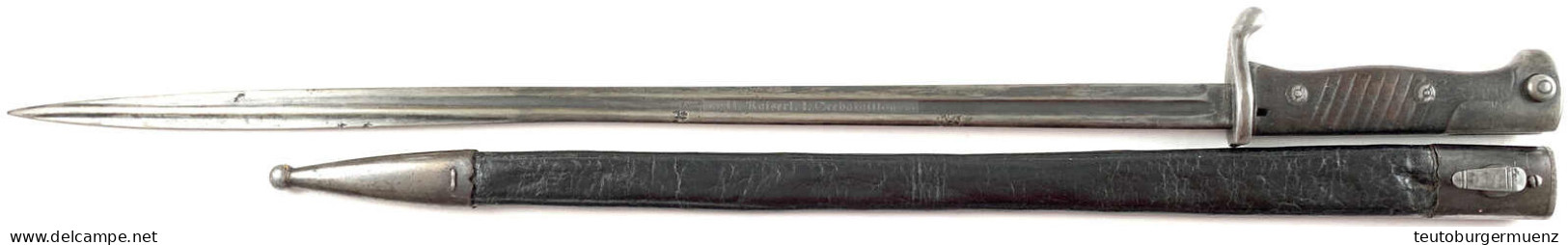 Preußen: Seitengewehr Für Das II. Kaiserl. I. Seebataillon. Hersteller Simson &amp; Co., Suhl. In Scheide. Länge 67 Cm - Knives/Swords
