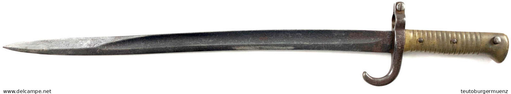 Bayern: Seitengewehr Modell 1869 Für Das Werder-Gewehr. Länge 59,5 Cm. Hersteller W &amp; St, Solingen. Etwas Rostig - Armes Blanches